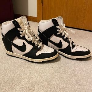 Nike Black and White High Top Wedge Shoes
